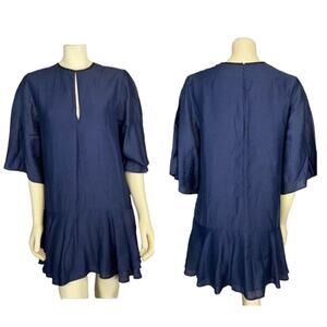 Pfeiffer blue shift dress bell sleeves key hole opening at chest size medium